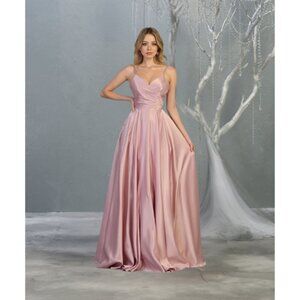 Mauve Modern Sleeveless A-Line Evening Gown By May Queen MQ1678